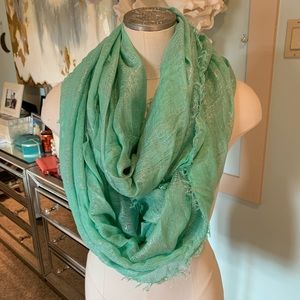 Anthropologie Alessi Teal Shimmer Infinity Scarf